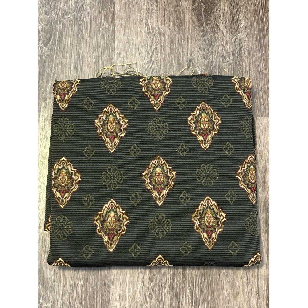 Green Ribbed Fabric Medallion Jaquard Pattern 54x78